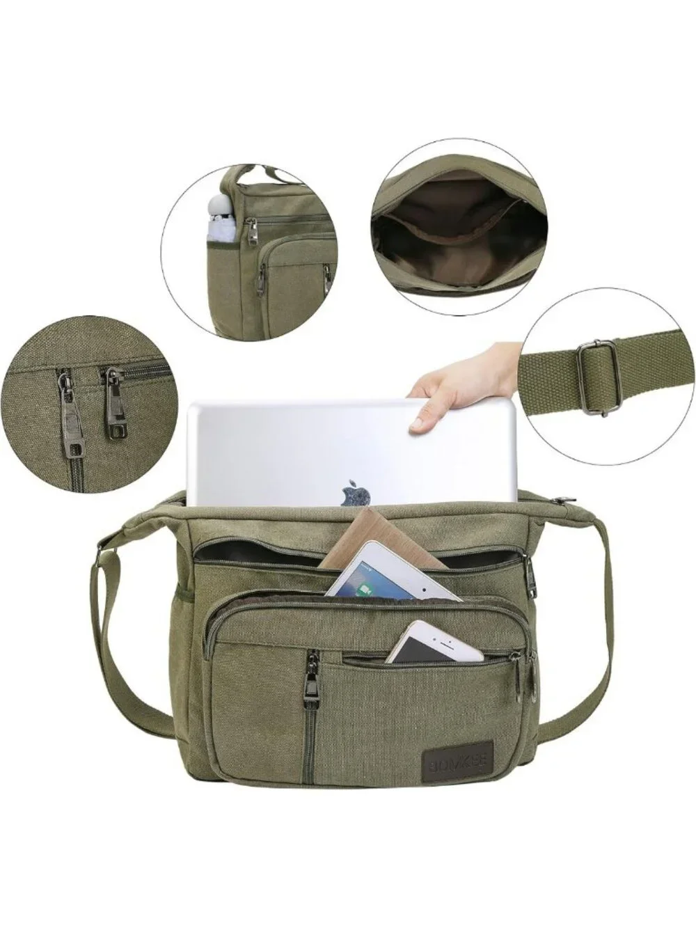Vintage Canvas Messenger Bag | Unisex Crossbody Satchel for Work & Travel